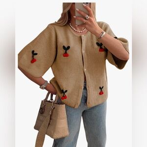 Women’s knit cardigan shirt sleeves earth tone color small